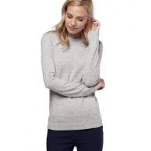 Cuyana Italian Wool Cashmere Slim Crewneck Sweater - Grey- Large